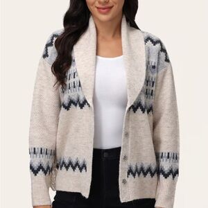 Frye Jacquard Fringe Shawl Cardigan